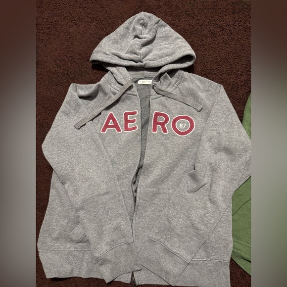 Y2K Aeropostale Gray and Green Sweatsuit Sweatpants Zip-up Jacket Women’s XL - Picture 3 of 5